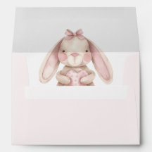 Zoete Konijn Waterverf Roze Baby Shower
