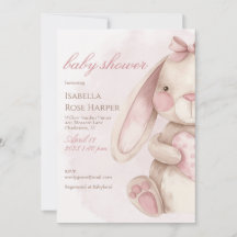 Zoete Konijn Waterverf Roze Baby Shower