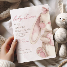 Zoete Konijn Waterverf Roze Baby Shower