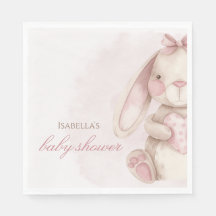 Zoete Konijn Waterverf Roze Baby Shower
