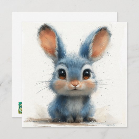 Zoete konijntjes: zalige wensen 🐇digitaal feestdagenkaart (Voorkant / Achterkant)