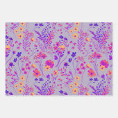 Zoete Krachtige Neon Roze & Paarse Waterverf Bloem Inpakpapier Vel (Voorkant 3)