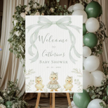 Zoete Kuikens Saliegroen Lint Vintage Baby Shower