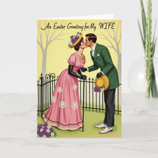 Zoete Kus Vintage Stijl Kaart (Voorkant)