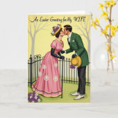 Zoete Kus Vintage Stijl Kaart (Gele Bloem)