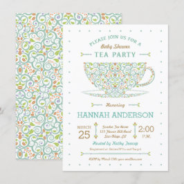 Zoete Lacy Theekop Baby Shower Geslacht Neutraal Kaart
