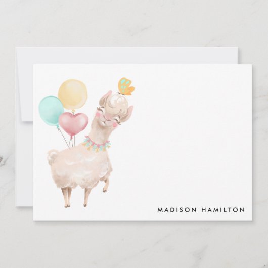 Zoete Lama Persoonlijke Briefpapier Notitiekaartje (Voorkant)