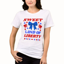 Zoete land van vrijheid Blauw geruit strik T-shirt