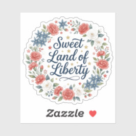 Zoete Land van Vrijheid Vintage Bloemige Patriotti Sticker
