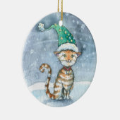 Zoete lapjeskat in feestelijke hoed Ornament (Rechts)