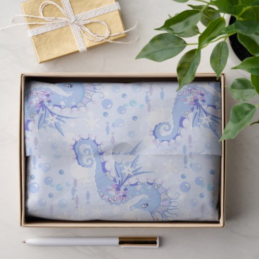 Zoete Lavendel Blauw Zeepaardje Nautische Oceaan Tissuepapier (Geschenk)