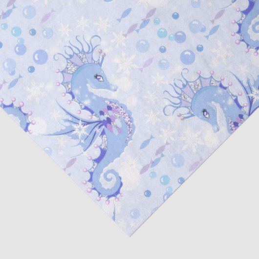 Zoete Lavendel Blauw Zeepaardje Nautische Oceaan Tissuepapier (Detail)