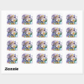 Zoete Lavendel Dwerg Vierkante Sticker (Vel)