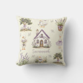 Zoete Lavendel Eendje Cottage Waterverf Kussen (Voorkant)