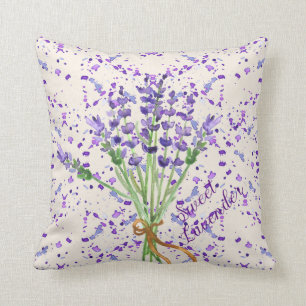 Zoete lavendel paarse bloemenboeket kussen