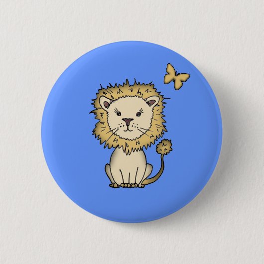 Zoete Leeuw en Vlinder Pinback Knop Ronde Button 5,7 Cm (Voorkant)