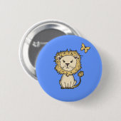 Zoete Leeuw en Vlinder Pinback Knop Ronde Button 5,7 Cm (Voorkant /achterkant)