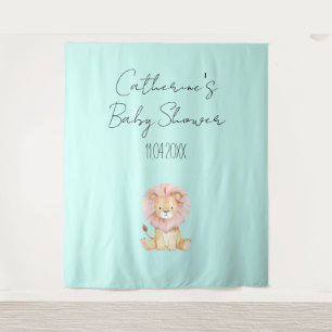 Zoete Leeuwen Baby Shower Thema Feest Achtergrond Wandkleed