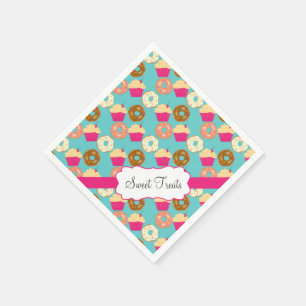 Zoete lekkernijen, donuts & cupcakes servetten