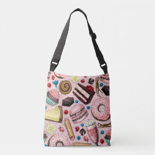 Zoete lekkernijen op roze crossbody tas