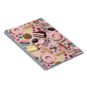 Zoete lekkernijen op roze notitieboek (Rechterzijde)