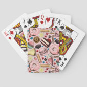 Zoete lekkernijen op roze pokerkaarten (Achterkant)