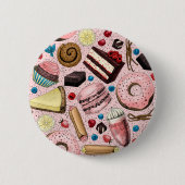 Zoete lekkernijen op roze ronde button 5,7 cm (Voorkant)