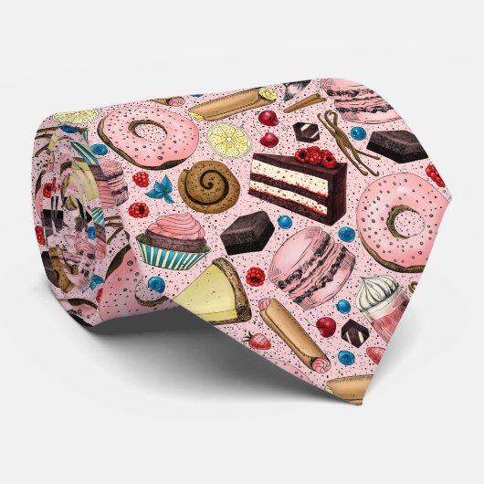 Zoete lekkernijen op roze stropdas (Opgerold)