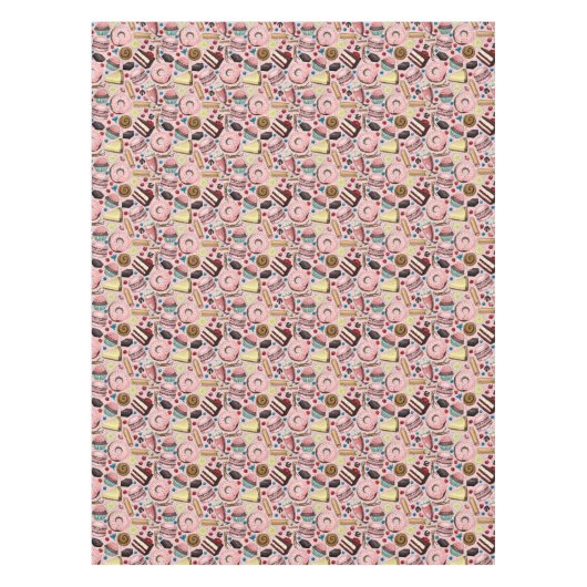 Zoete lekkernijen op roze tafelkleed (Voorkant)