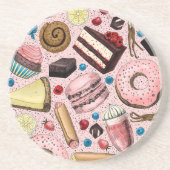Zoete lekkernijen op roze zandsteen onderzetter (Voorkant)