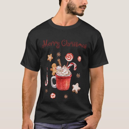 Zoete lekkernijen Vrolijk Kerstfeest T-shirt (Voorkant)