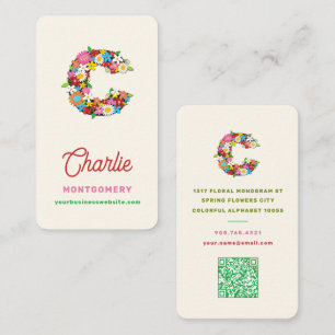 Zoete Lente Bloemen Tuin Letter C Monogram Visitekaartje