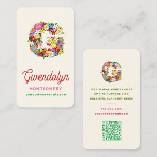 Zoete Lente Bloemen Tuin Letter G Monogram Visitekaartje