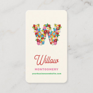 Zoete Lente Bloemen Tuin Letter W Monogram Visitekaartje