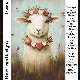Zoete Lente Lammetje Bloemhart Kroon CH6 Decoupage Tissuepapier