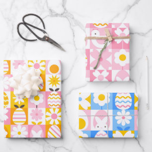 Zoete Lente Pasen Patchwork  Inpakpapier Vel