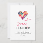 Zoete leraar met kleurrijke aquarel hart feestdagenkaart (Voorkant)