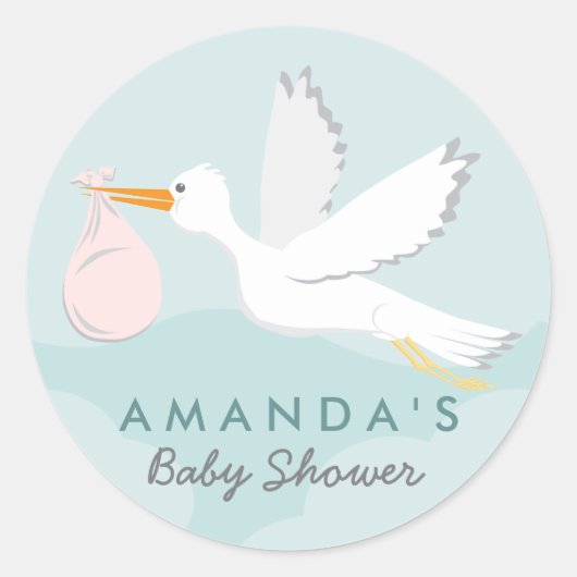 Zoete Levering Ooievaar Baby shower Sticker (Voorkant)