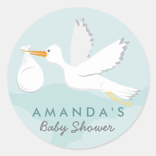 Zoete Levering Ooievaar Baby shower Sticker (Voorkant)
