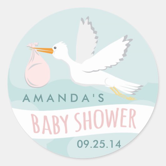 Zoete Levering Ooievaar Baby shower Sticker (Voorkant)