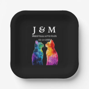 Zoete LGBT Purrfectly Van Jou: Een Regenboog Liefd Papieren Bordje