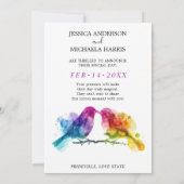 Zoete LGBTQ+ Regenboog Lovebirds Save The Date (Achterkant)