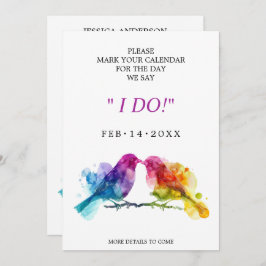 Zoete LGBTQ+ Regenboog Lovebirds Save The Date