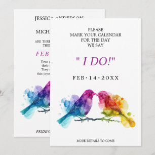 Zoete LGBTQ+ Regenboog Lovebirds Save The Date