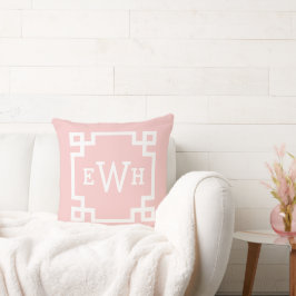 Zoete Licht Roze Griekse Sleutel Monogram Eerste L Kussen