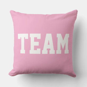 Zoete Licht Roze Sportieve TEAM Witte Tekst Kussen