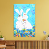 Zoete liefde canvasprint koppel konijn canvas afdruk (Insitu (Woonkamer))