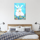 Zoete liefde canvasprint koppel konijn canvas afdruk (Insitu (Slaapkamer))