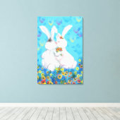 Zoete liefde canvasprint koppel konijn canvas afdruk (Insitu (Houten vloer))