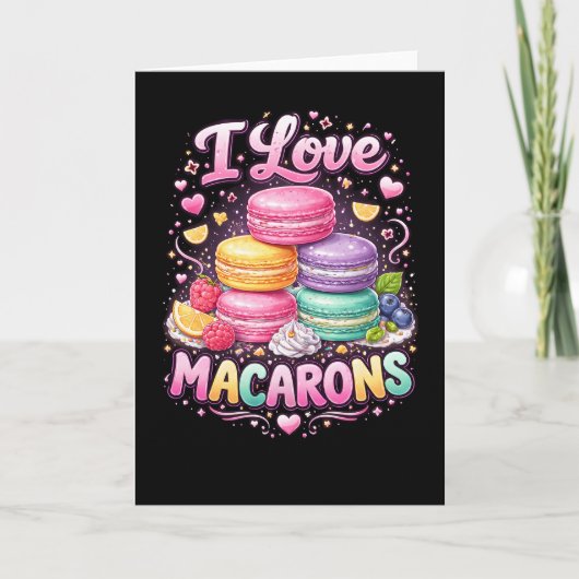 Zoete Liefde Macarons Feestdagen Kaart (Voorkant)